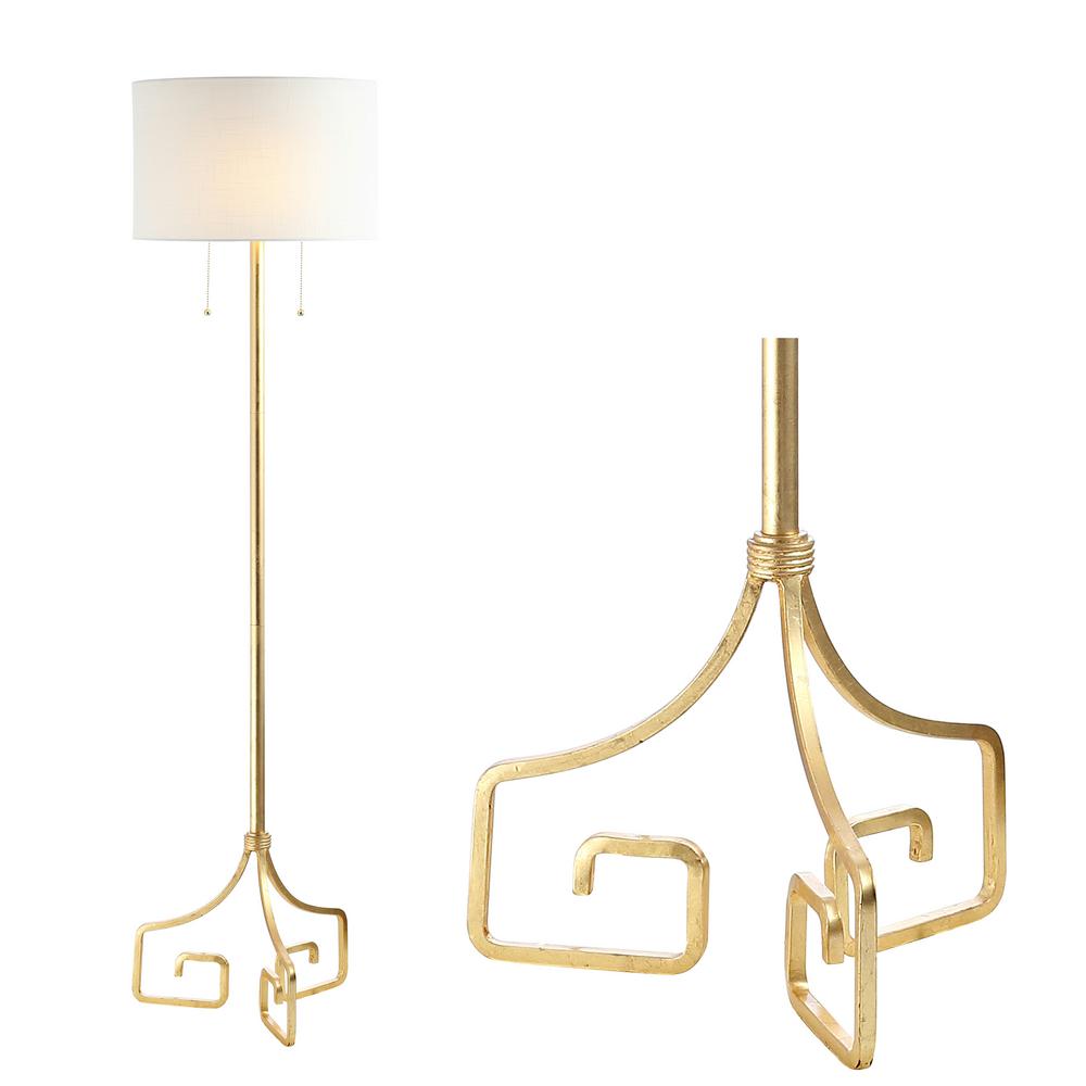 JONATHAN Y Newman 61.5 in. Gold Metal LED Floor Lamp ...