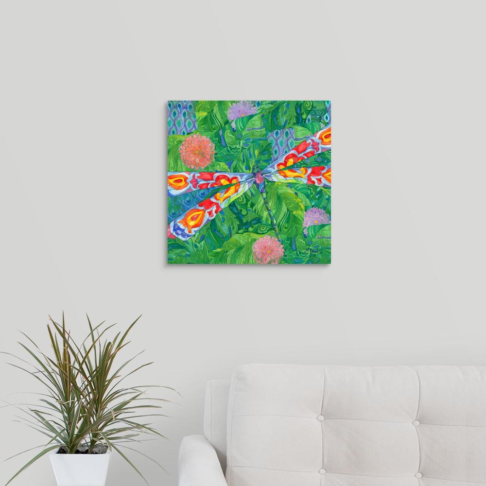GreatBigCanvas "Boho Dragonfly" by Paul Brent Canvas Wall Art2524697_24_16x16 The Home Depot