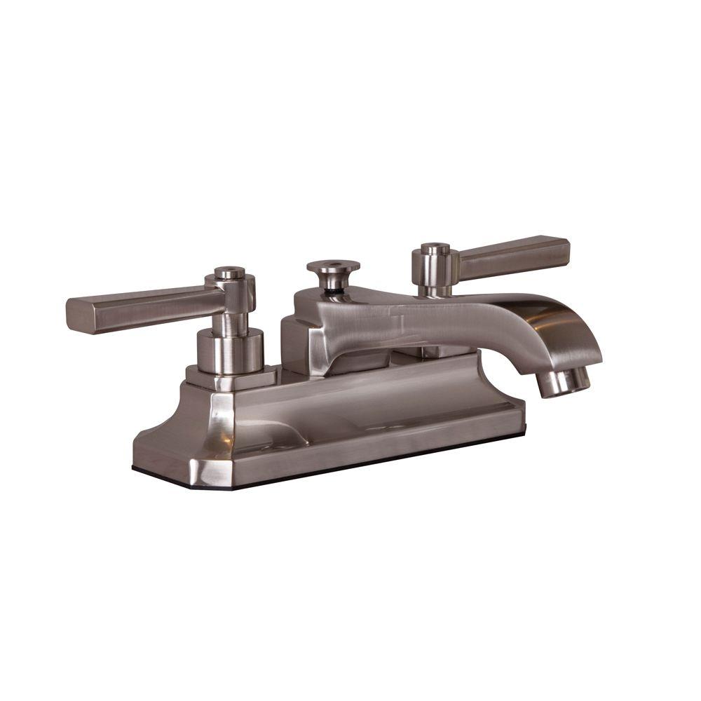 Martha Stewart Living Skylands 4 in. Centerset 2-Handle Low-Arc Bathroom Faucet in Brushed Nickel