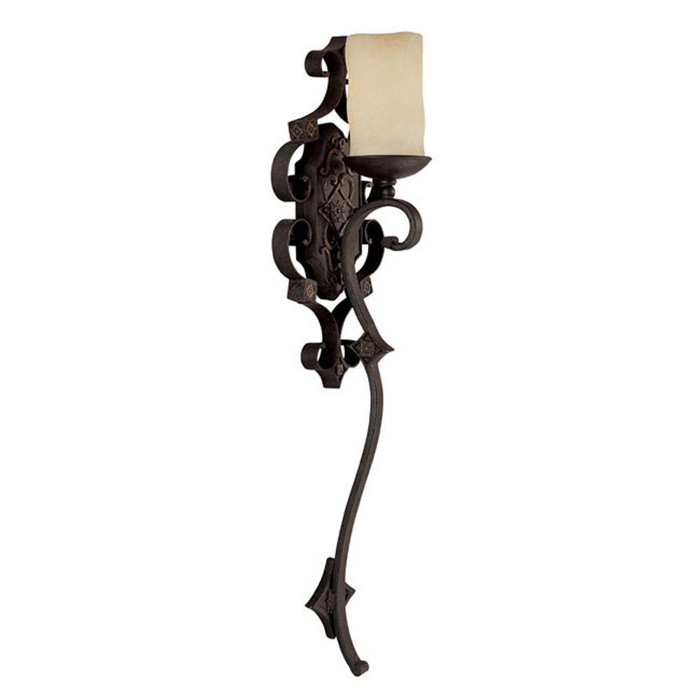 Filament Design 1Light Rustic Iron Sconce with Scavo GlassCLI