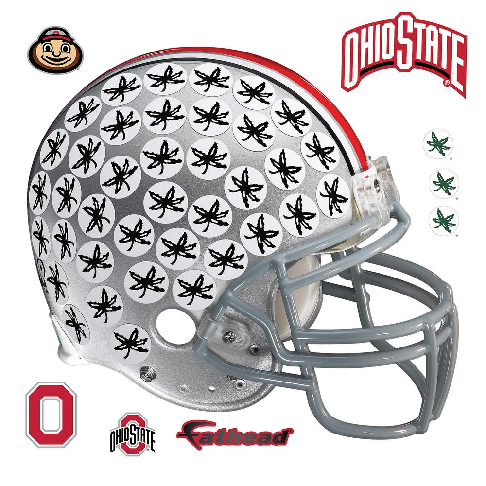 47 In H X 55 In W Ohio State Buckeyes Buckeye Leaf Helmet Wall Mural