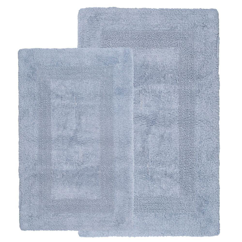 Lavish Home Silver 1 ft. 10 in. x 2 ft. 11 in. Cotton 2Piece Bath Rug