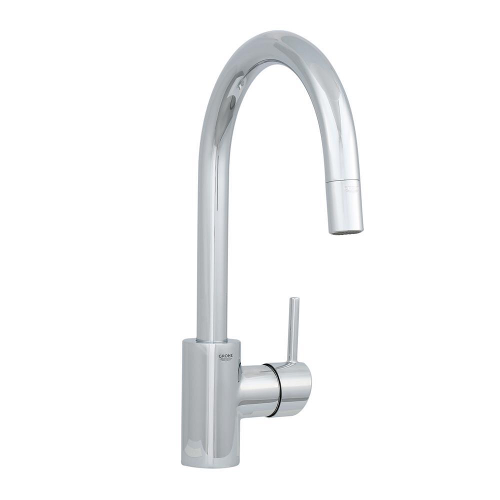 GROHE Concetto Single Handle Pull Out Sprayer Kitchen Faucet In