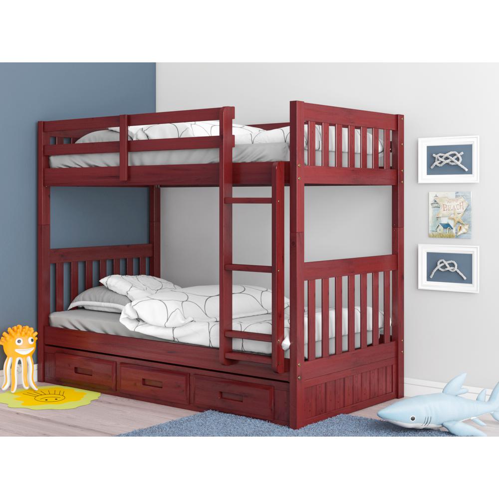 American Furniture Classics Merlot Twin Over Twin Solid Pine