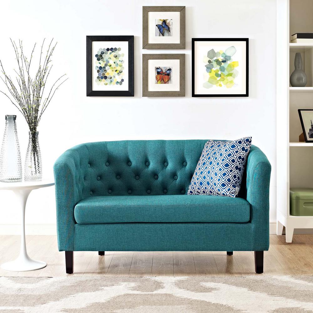 Teal Sofas Loveseats Living Room Furniture The Home Depot Prospect Teal Upholstered Fabric Loveseat