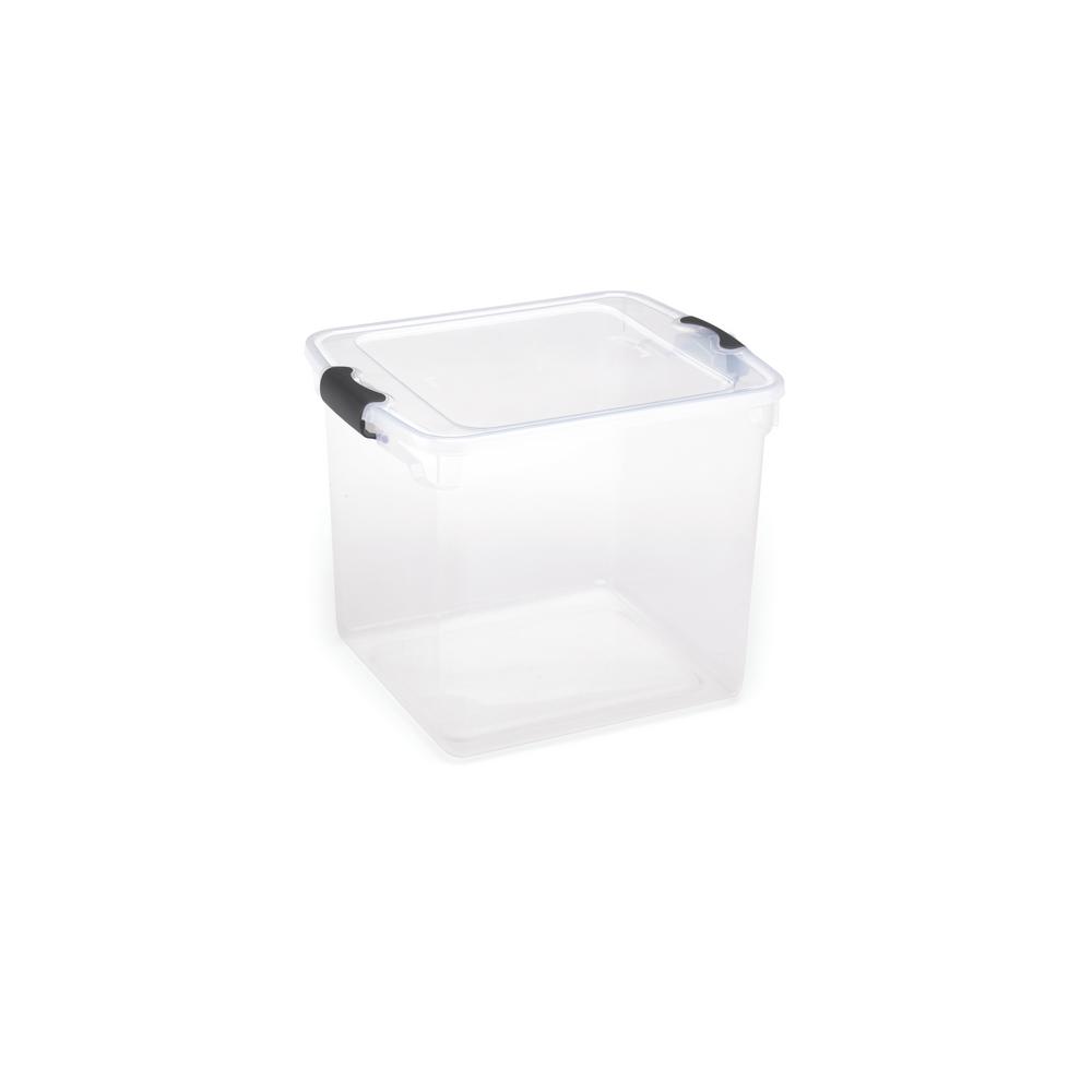 Photo 1 of 31 Qt. Latching Clear Storage Container with Gray Handles (4-Pack) (missing 3)