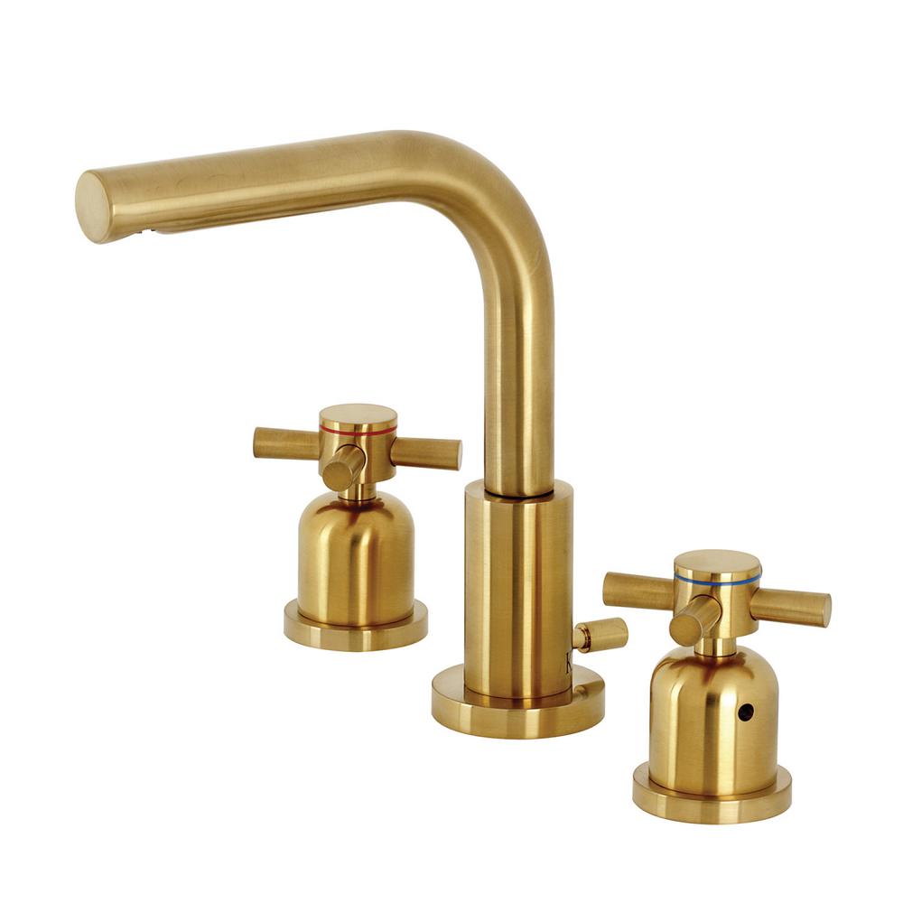 Kingston Brass Concord 8 In Widespread 2 Handle Bathroom Faucet In Brushed Brass Hfsc8953dx The Home Depot