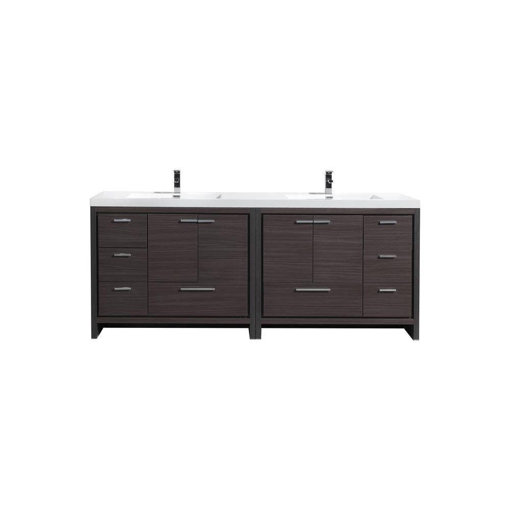 Moreno Bath Dolce 84 In W Bath Vanity In Dark Gray Oak With Reinforced Acrylic Vanity Top In White With White Basins Md684wb The Home Depot