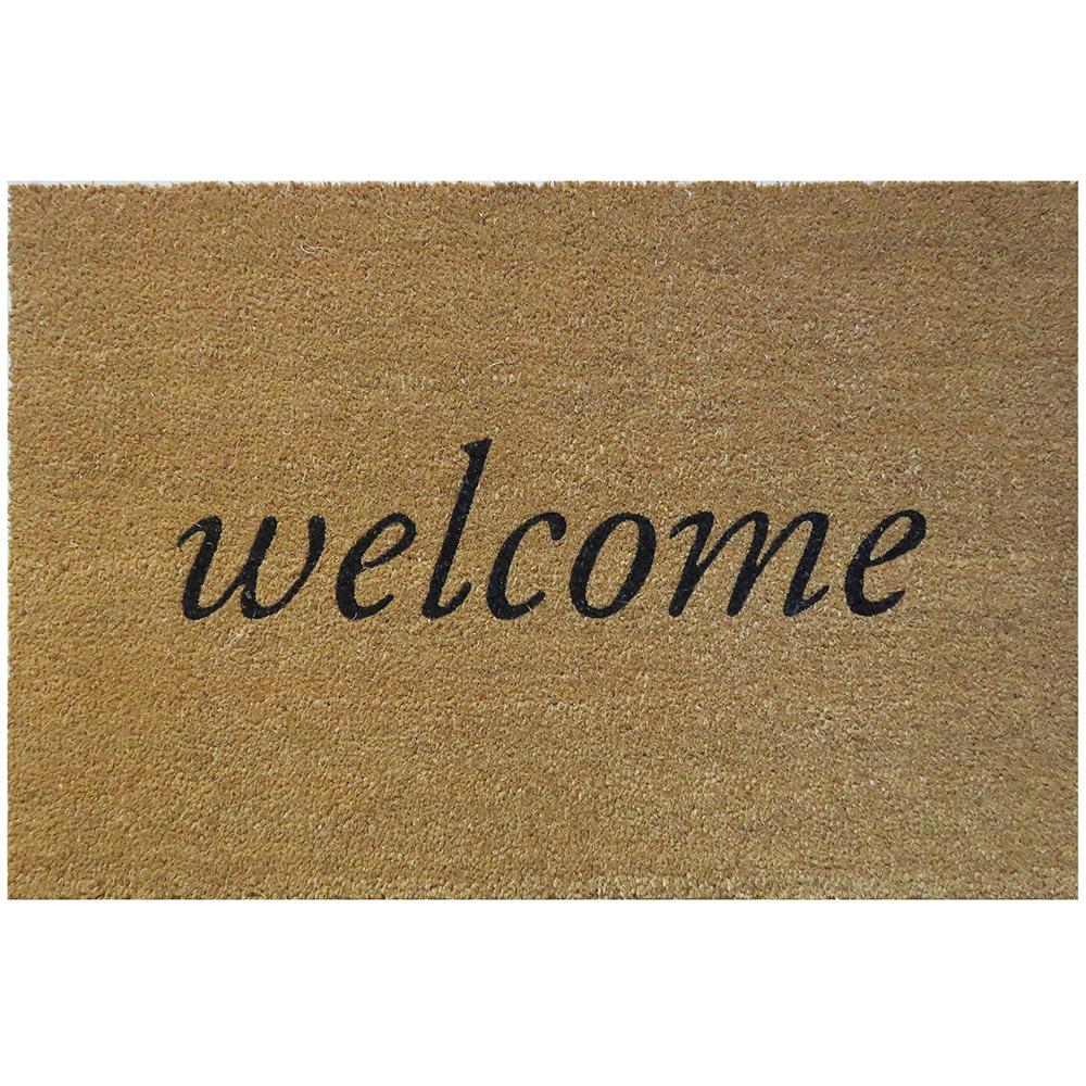 Entryways Welcome 36 In X 24 In Slip Resistant Coir Door Mat