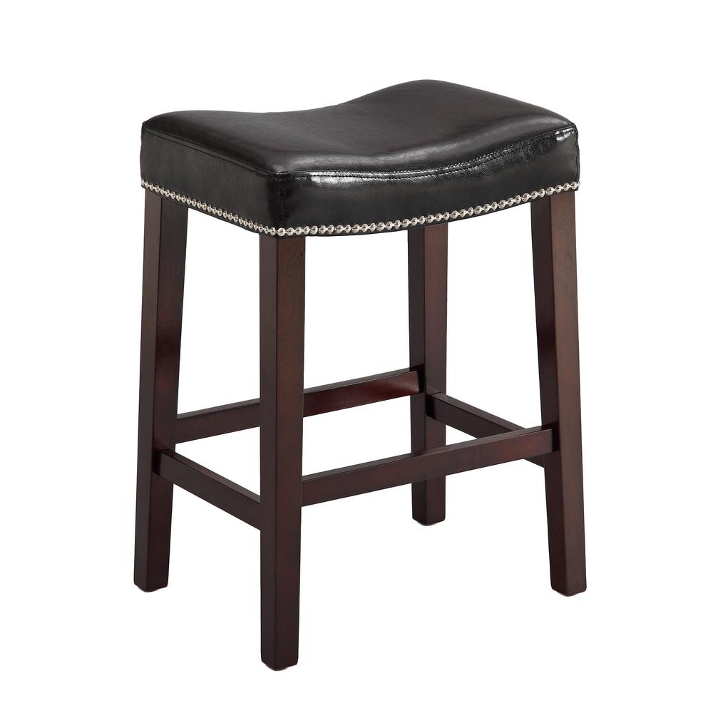 25 8 In Nadia Black Saddle Stool Set Of 2 2791 Bk The Home Depot Nadia Black Saddle Stool Set Of 2