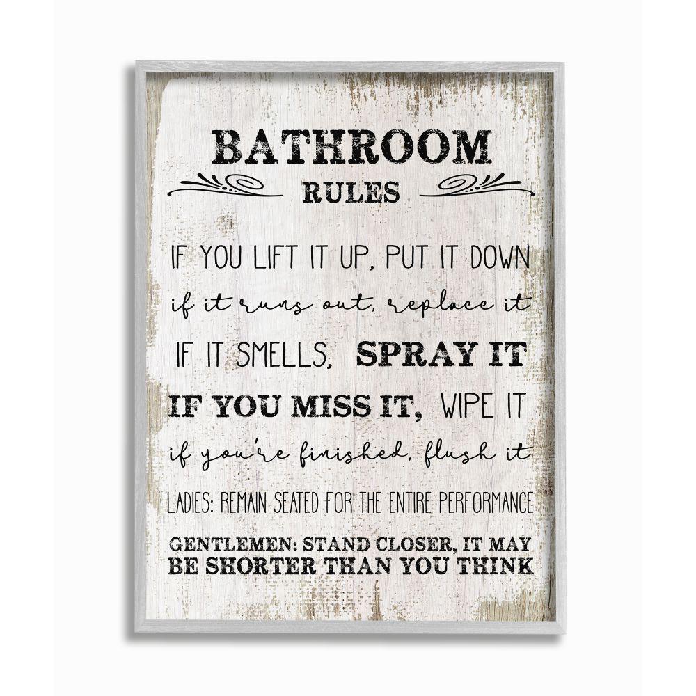 Stupell Industries 16 In X 20 In Bathroom Rules Wood By Daphne Polselli Framed Wall Art Wrp 1350 Gff 16x20 The Home Depot