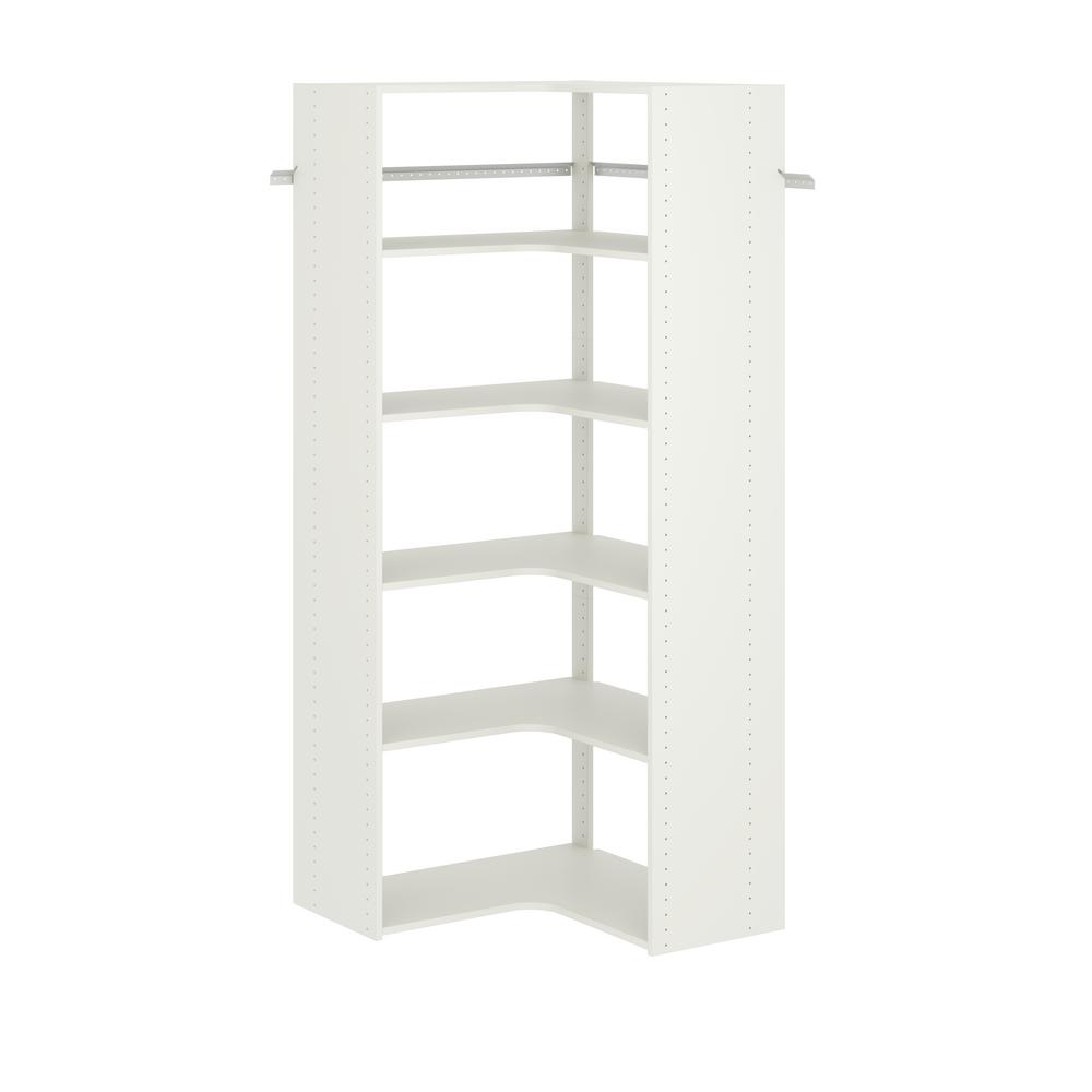 Closet Evolution 30 In W White Corner Wood Closet System Wh31 The Home Depot