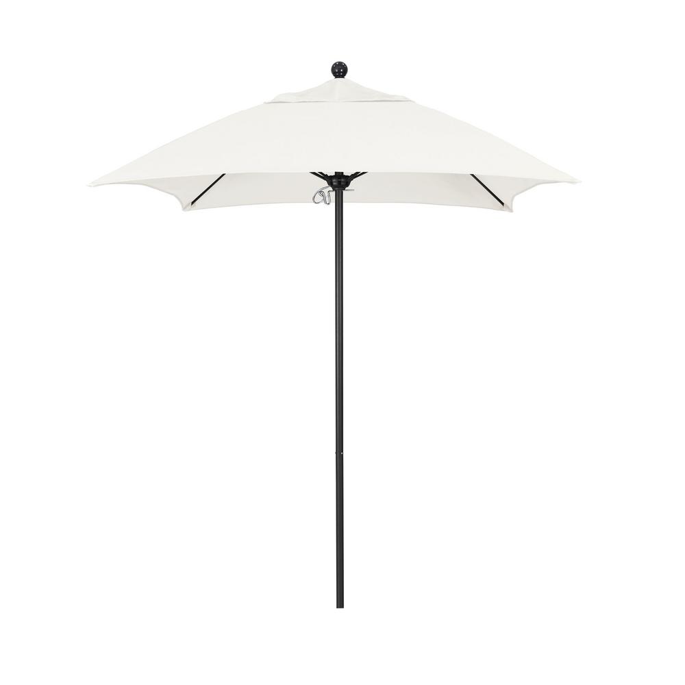 California Umbrella 6 Ft Square Black Aluminum Market Patio Umbrella With Manual Lift And Fiberglass Ribs In Natural Sunbrella Alto604302 5404 The Home Depot