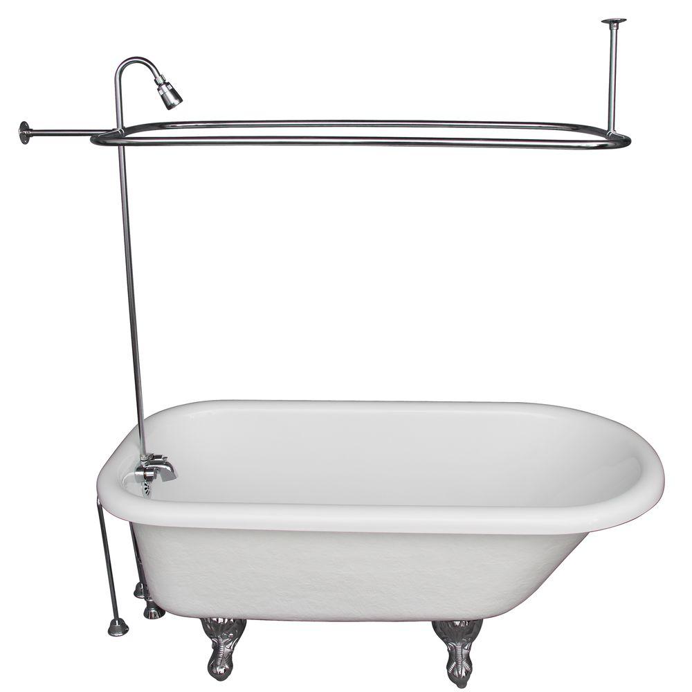 Barclay Products 5 ft. Acrylic Ball and Claw Feet Roll Top Tub in White with Polished Chrome