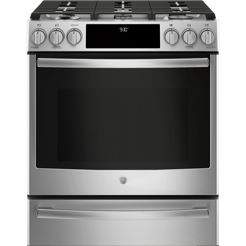 Bosch 800 Series 30 In 4 6 Cu Ft Slide Dual Fuel Range With Slide In Smart Dual Fuel Range With Self Cleaning