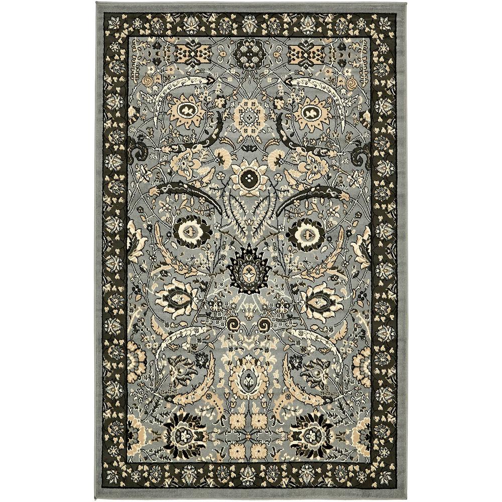 Unique Loom Isfahan Dark Gray 5 ft. x 8 ft. Area Rug3137552 The Home