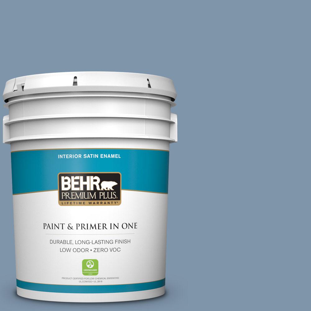 BEHR Premium Plus 5gal. 560F5 Bleached Denim Zero VOC Satin Enamel