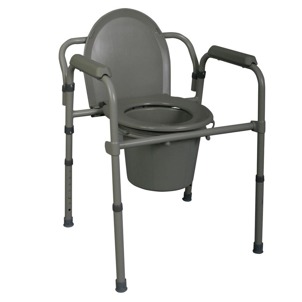 Medline 1 Piece 1 Gpf Round Commode In Steel Mds89664h The Home