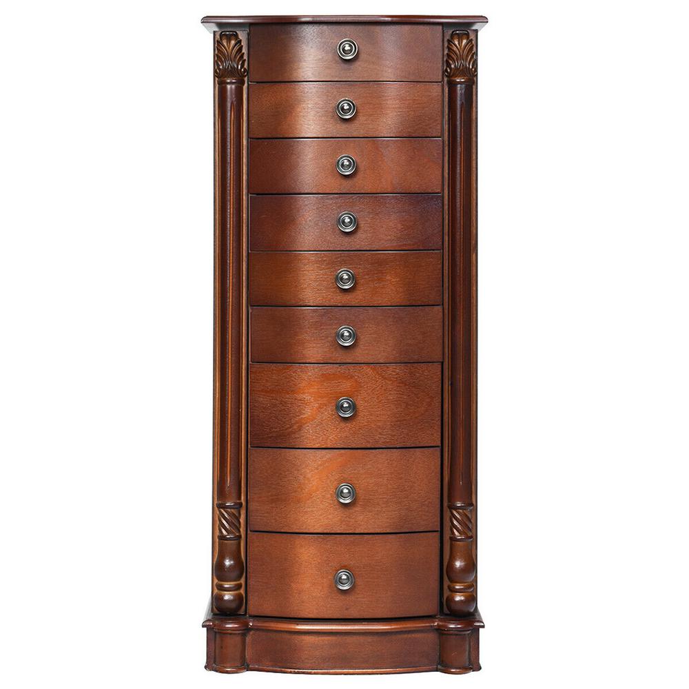 Wood Jewelry Cabinet Armoire Box Storage Chest Stand Organizer Christmas Gift