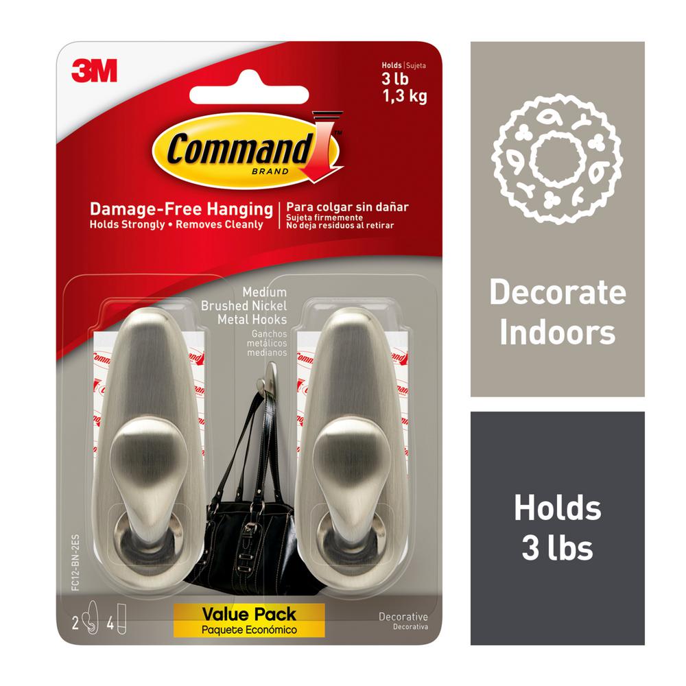 Command 2 Piece Medium Clear Outdoor Window Hooks 17091clr Aw The Medium Brushed Nickel Metal Hooks Value Pack 2 4 Strips