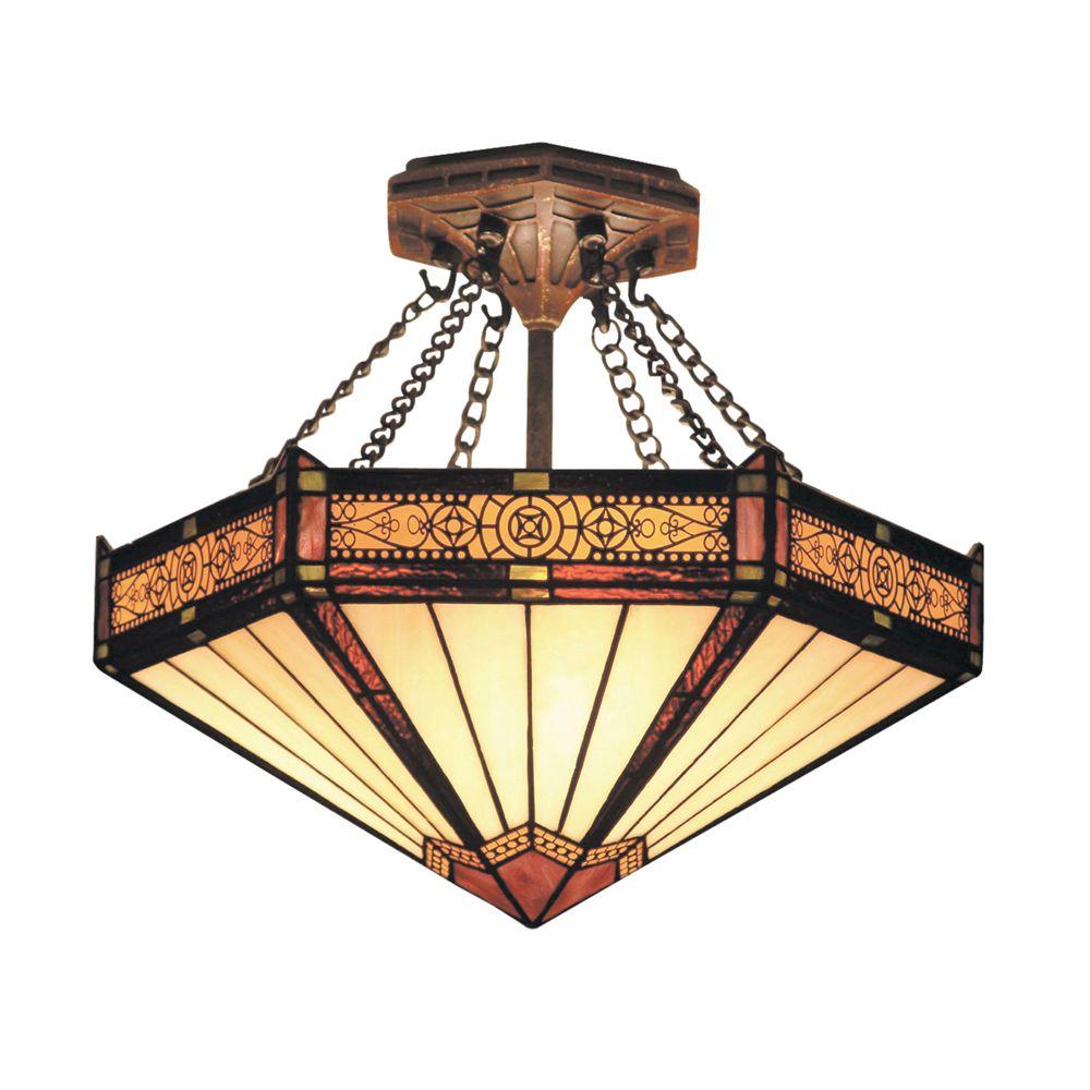 Titan Lighting Filigree 3 Light Aged Bronze Ceiling Semi Flush