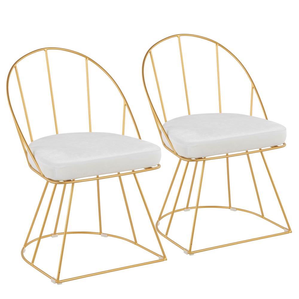 lumisource canary gold and white velvet dining chair set of 2dccnry  auvw2  the home depot