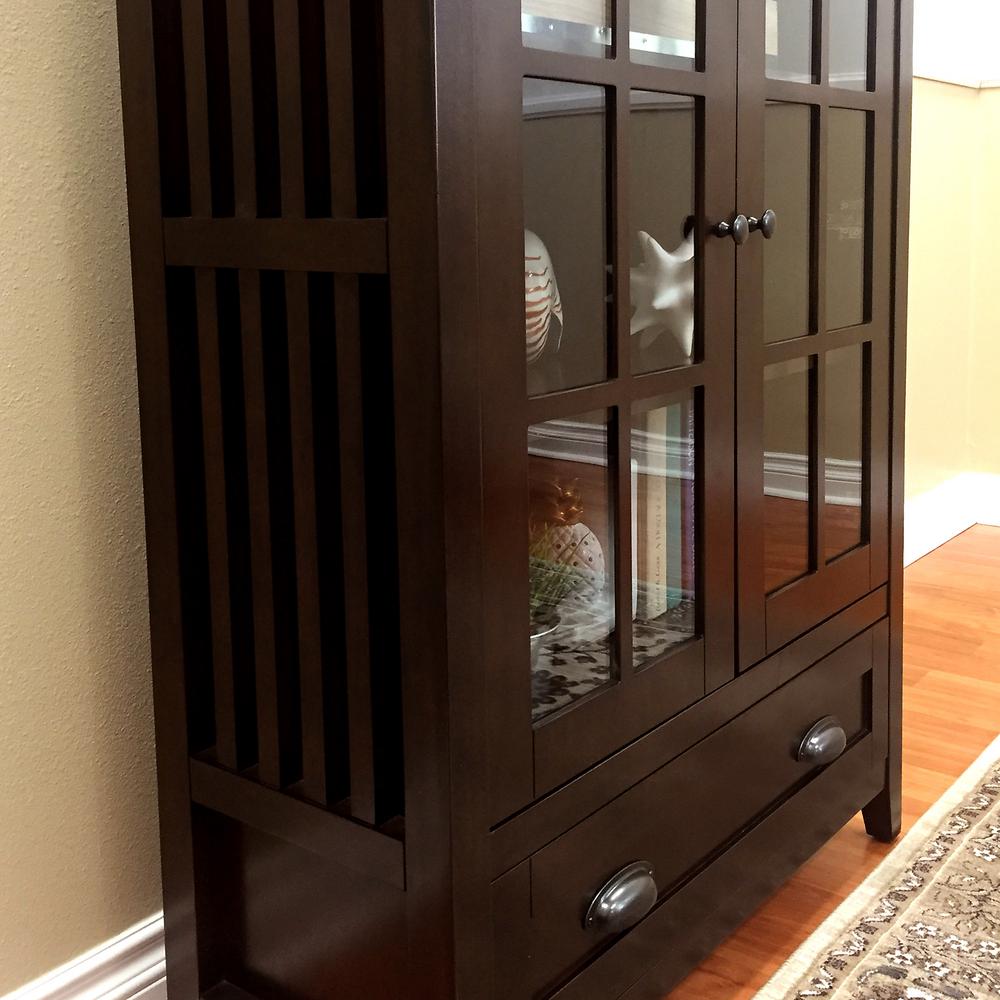 Donnieann Brookdale Dark Walnut Accent Cabinet With Glass Window