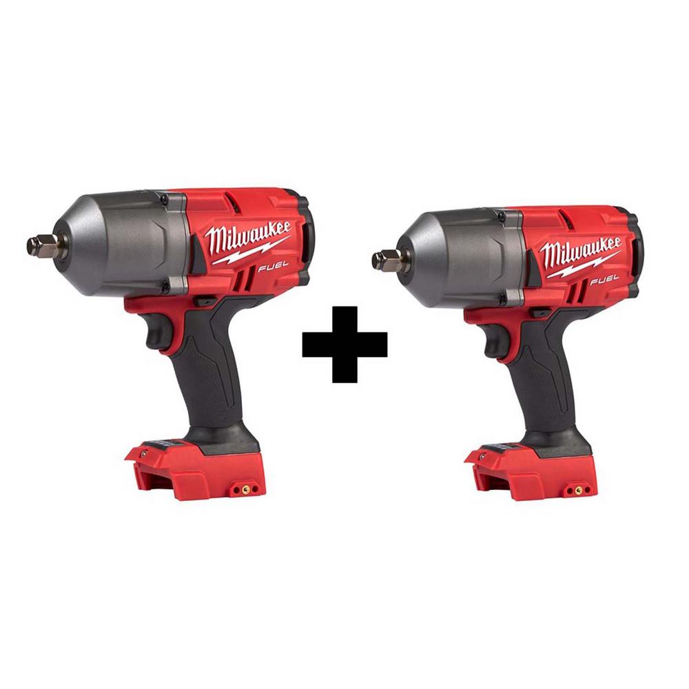 Milwaukee M18 Fuel 18 Volt Lithium Ion Brushless Cordless 1 2 In Impact Wrench With Friction Ring 2 Tool 2767 2767 The Home Depot