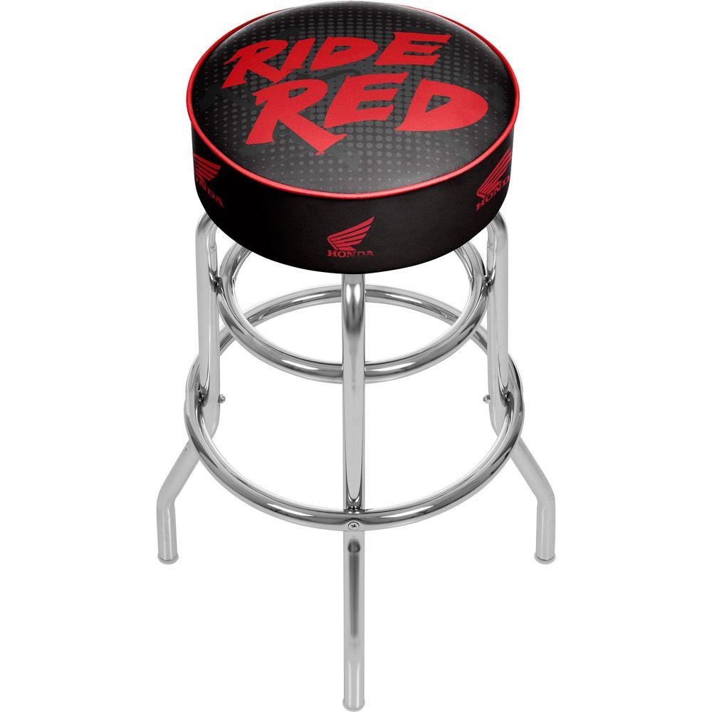 Trademark Honda Ride Red 31 In Chrome Swivel Cushioned Bar Stool Trademark Honda Ride Red 31 In Chrome Swivel Cushioned Bar Stool