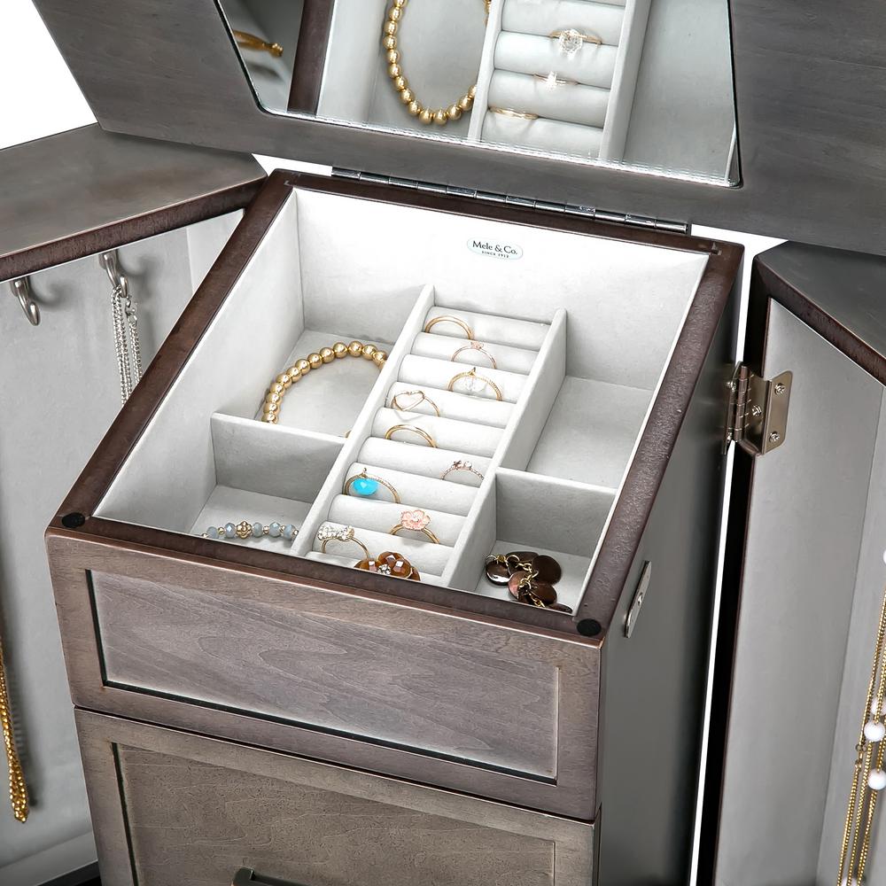 Mele Co Athena Grey Finish Wooden Jewelry Armoire In Oceanside