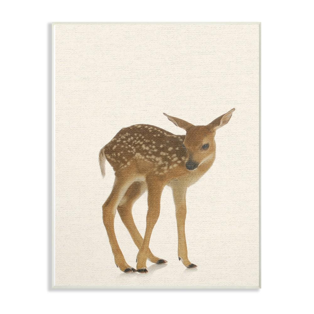 Stupell Industries 10 in. x 15 in. Just A Cute Deer by Daphne Polselli Printed Wood Wall Art, Multi-Colored