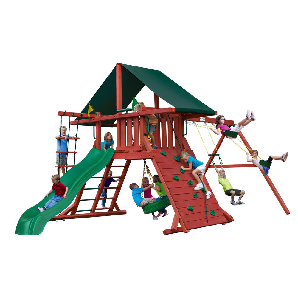 Gorilla Playsets Sun Climber I Cedar Swing Set with Sunbrella Forest Green... by Gorilla Playsets