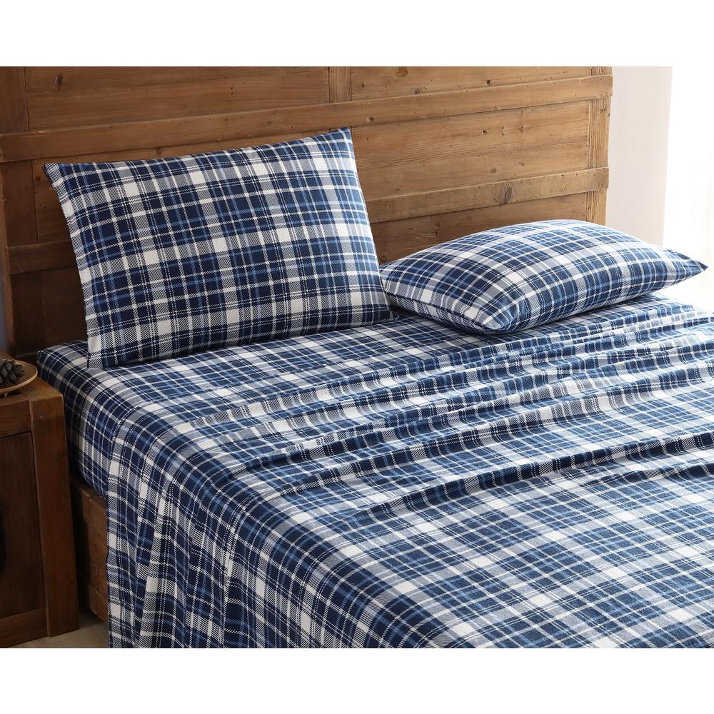 Geraldine 100 Cotton Navy Flannel Twin Sheet Set
