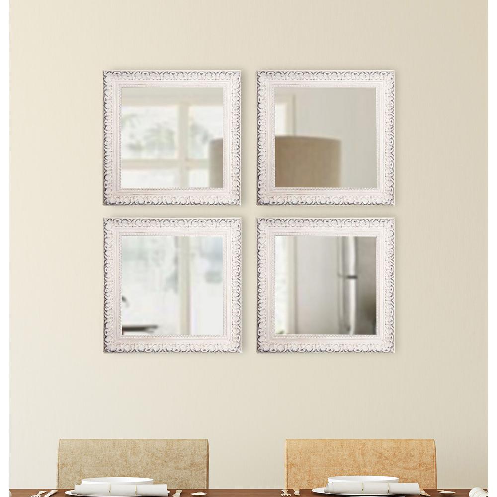 17 5 In X French Victorian Square White Wall Mirrors Set French Victorian Square White Wall Mirrors Set Of