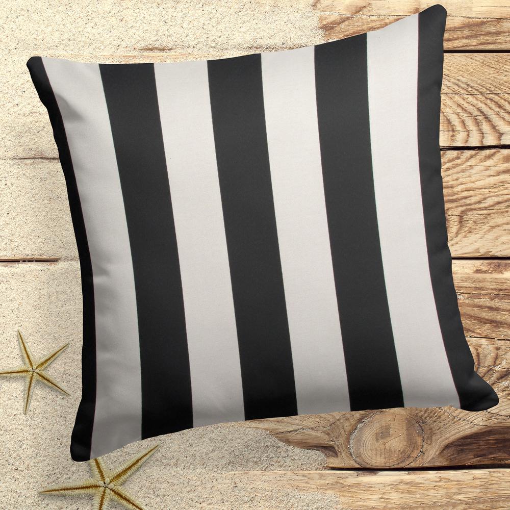 Grouchy Goose Tuxedo Stripe Black Square Outdoor Throw Pillow 72017 The Home Depot