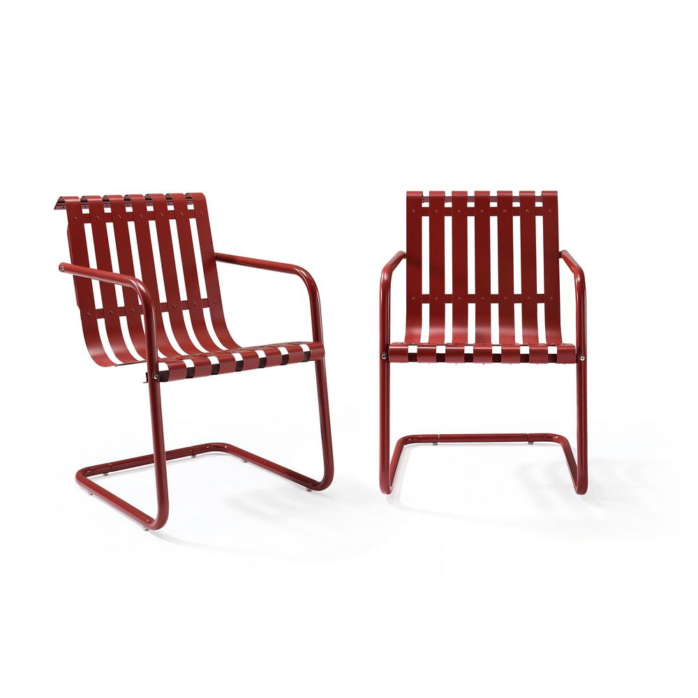 Stainless Steel Outdoor Lounge Chairs Patio The Home Depot Gracie Red Metal Outdoor Chair Set Of 2