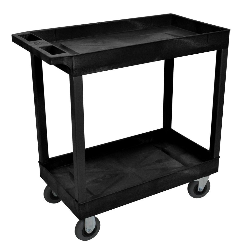 Luxor 18 inch x 32 inch 2-Tub Shelf Plastic Utility Cart with 5 inch... by Luxor