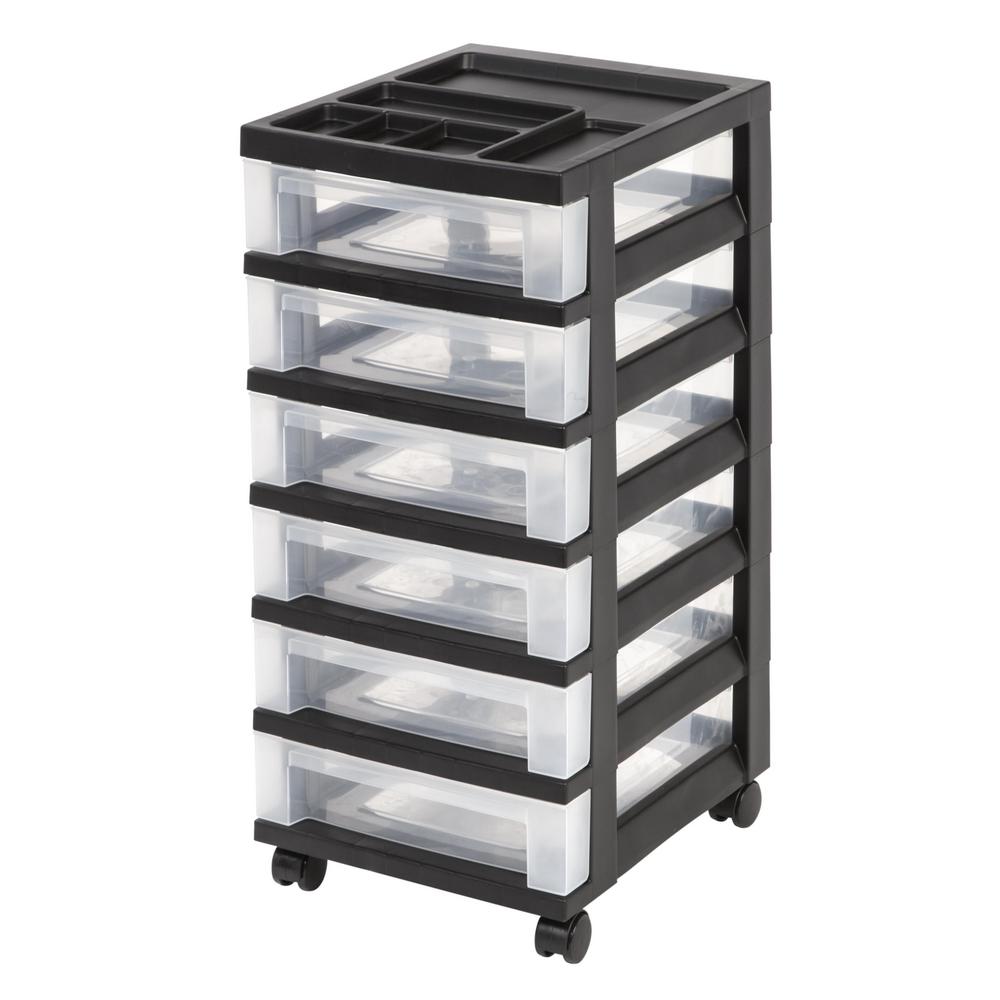 Plastic Drawer Storage Organization The Home Depot 68 Qt 6 Drawer Storage Bin In Black