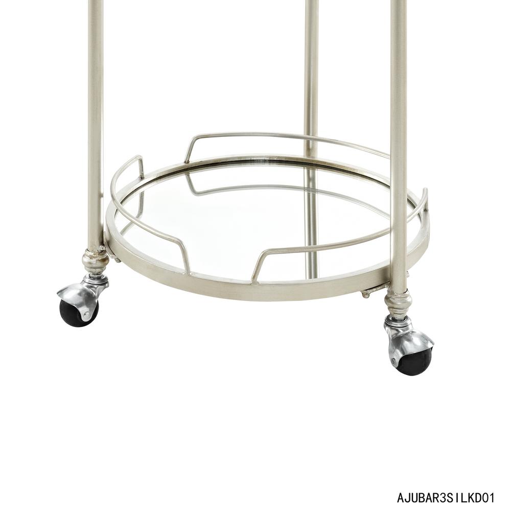 Linon Home Decor Round Silver Mirror Bar Cart Ajubar3silkd01 The Decor Round Silver Mirror Bar Cart