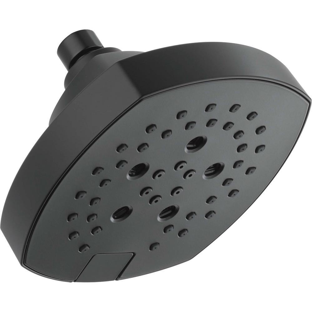 Delta Stryke 5Spray 6 in. Single Tub Wall Mount Fixed Shower Head in Matte Black