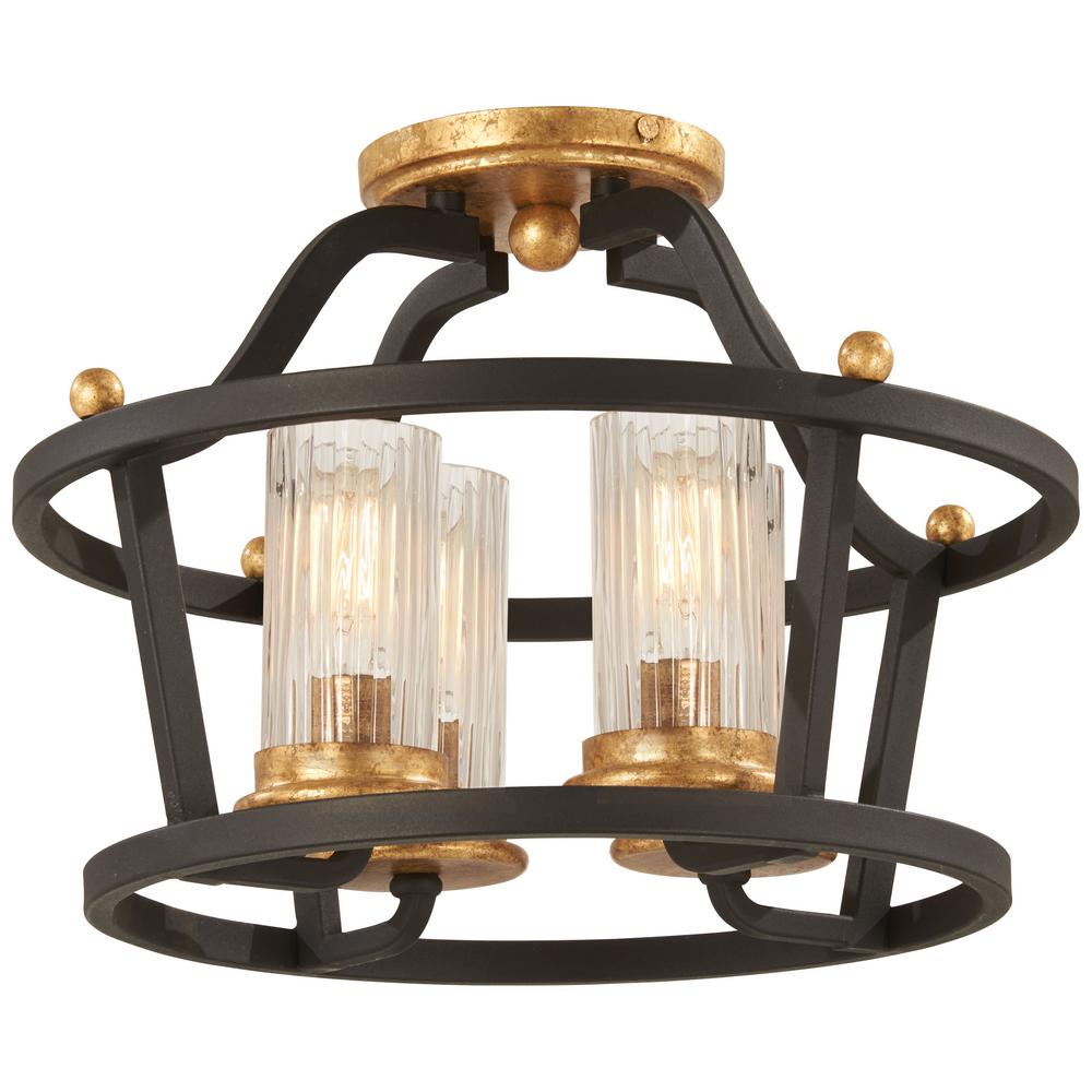 Minka Lavery Posh Horizon 4 Light Sand Black Semi Flush Mount With