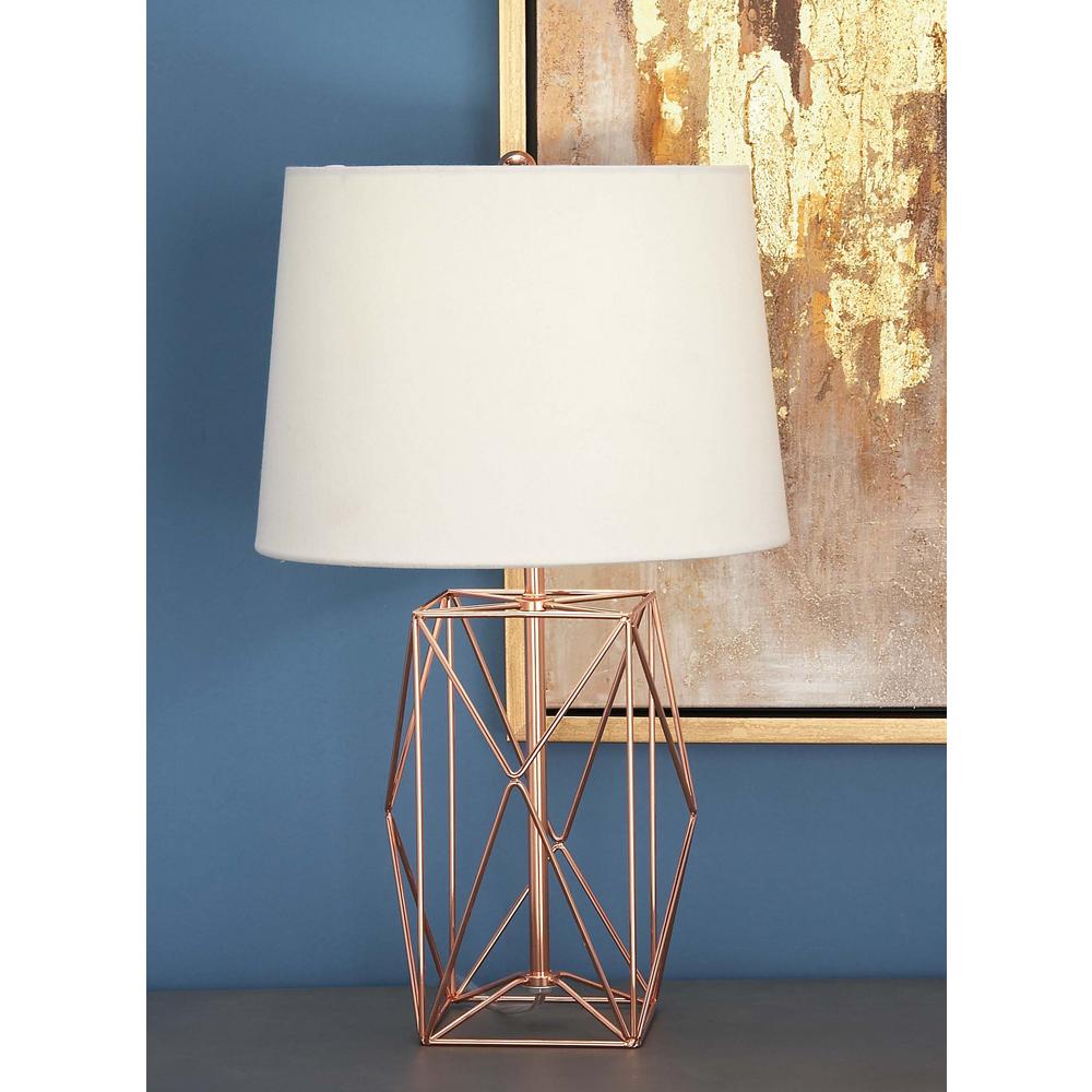 21 In Modern Rose Gold Iron Wire Asymmetrical Prism Table Lamp