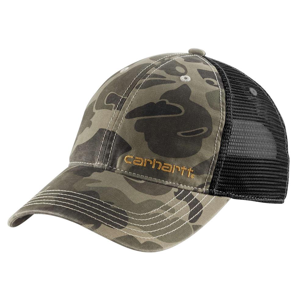 Carhartt Men's Cap Hat Adjustable One Size OFA Burnt Olive Camo Cotton