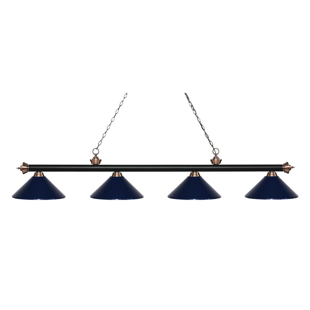 Filament Design Porter 4 Light Matte Black And Antique Copper Filament Design Porter 4 Light Matte Black And Antique Copper Billiard With Navy Blue