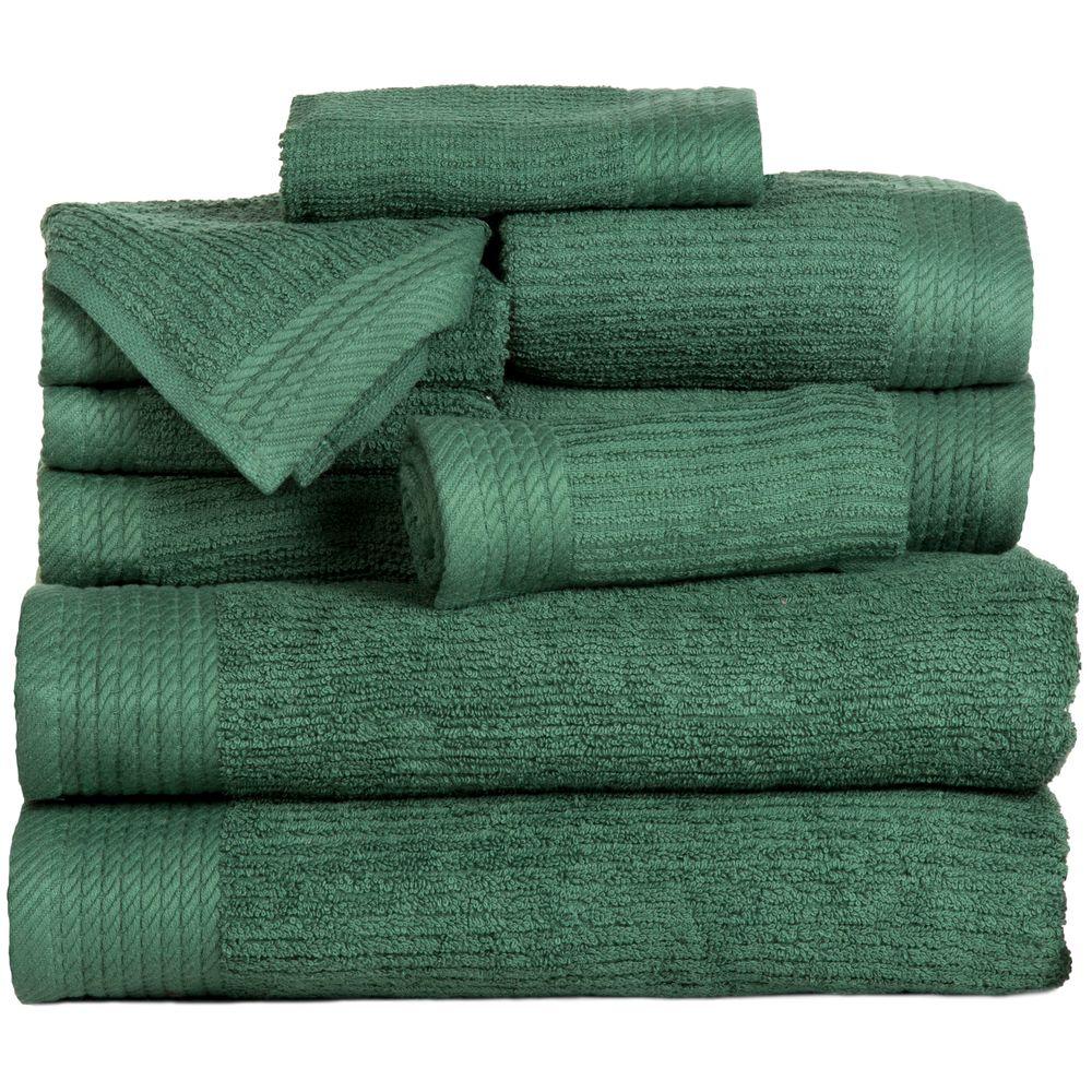 Lavish Home 10Piece Ribbed Egyptian Cotton Towel Set in Green670021