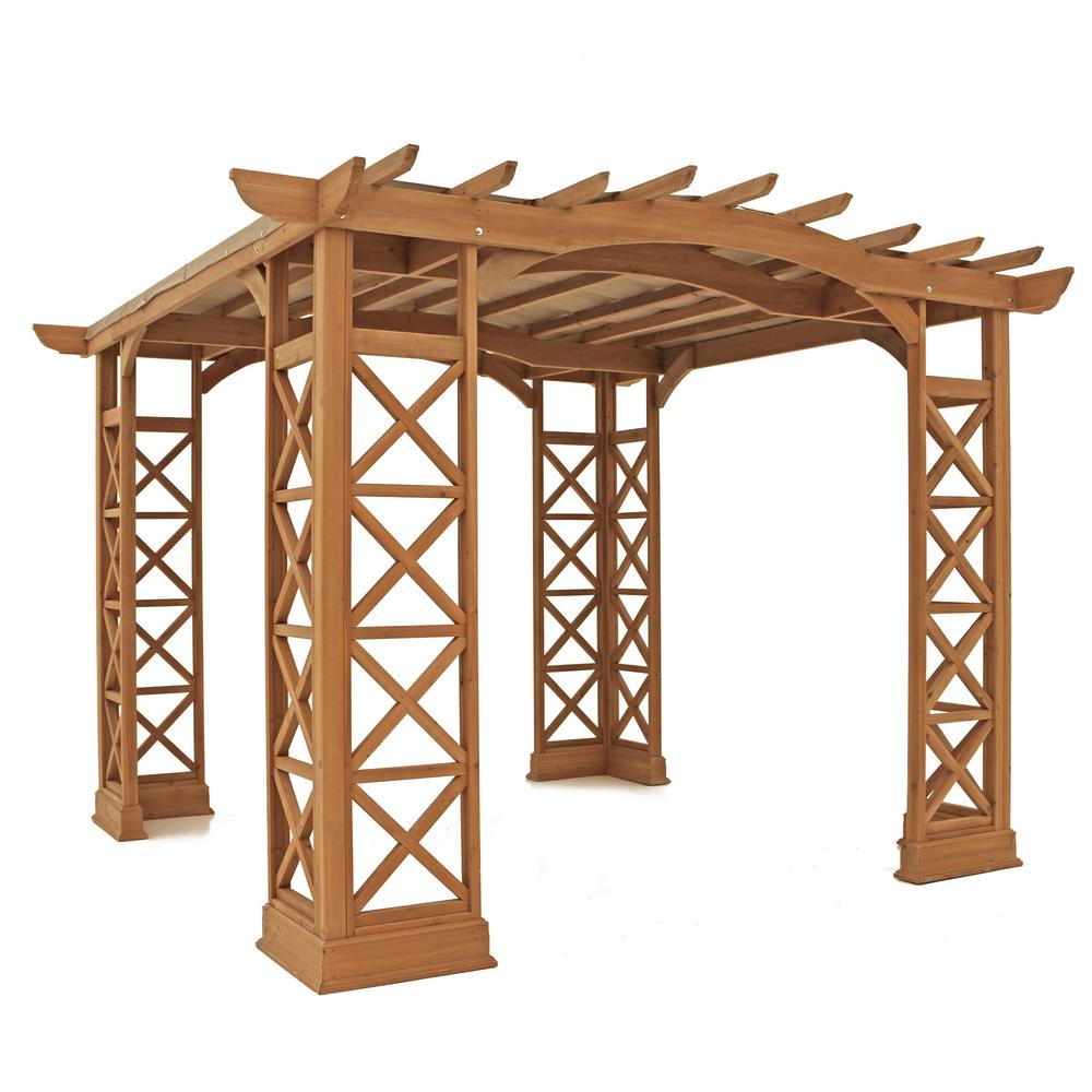 Yardistry Preston 12 Ft X Pergola With Snap On Sunshade Pergola With Snap On Sunshade