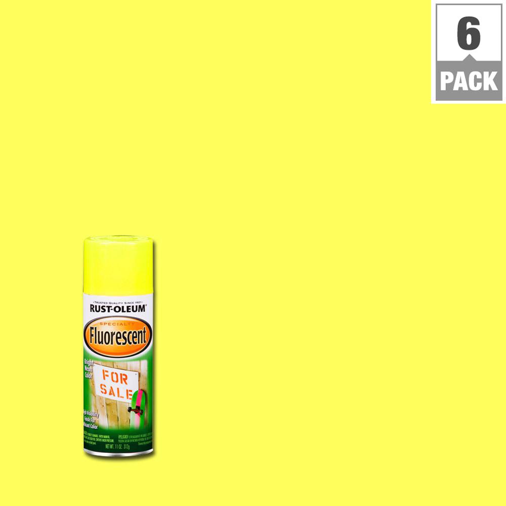 Yellow Glow In The Dark Paint Craft Home Depot Fluorescent Yellow Spray Paint 6 Pack