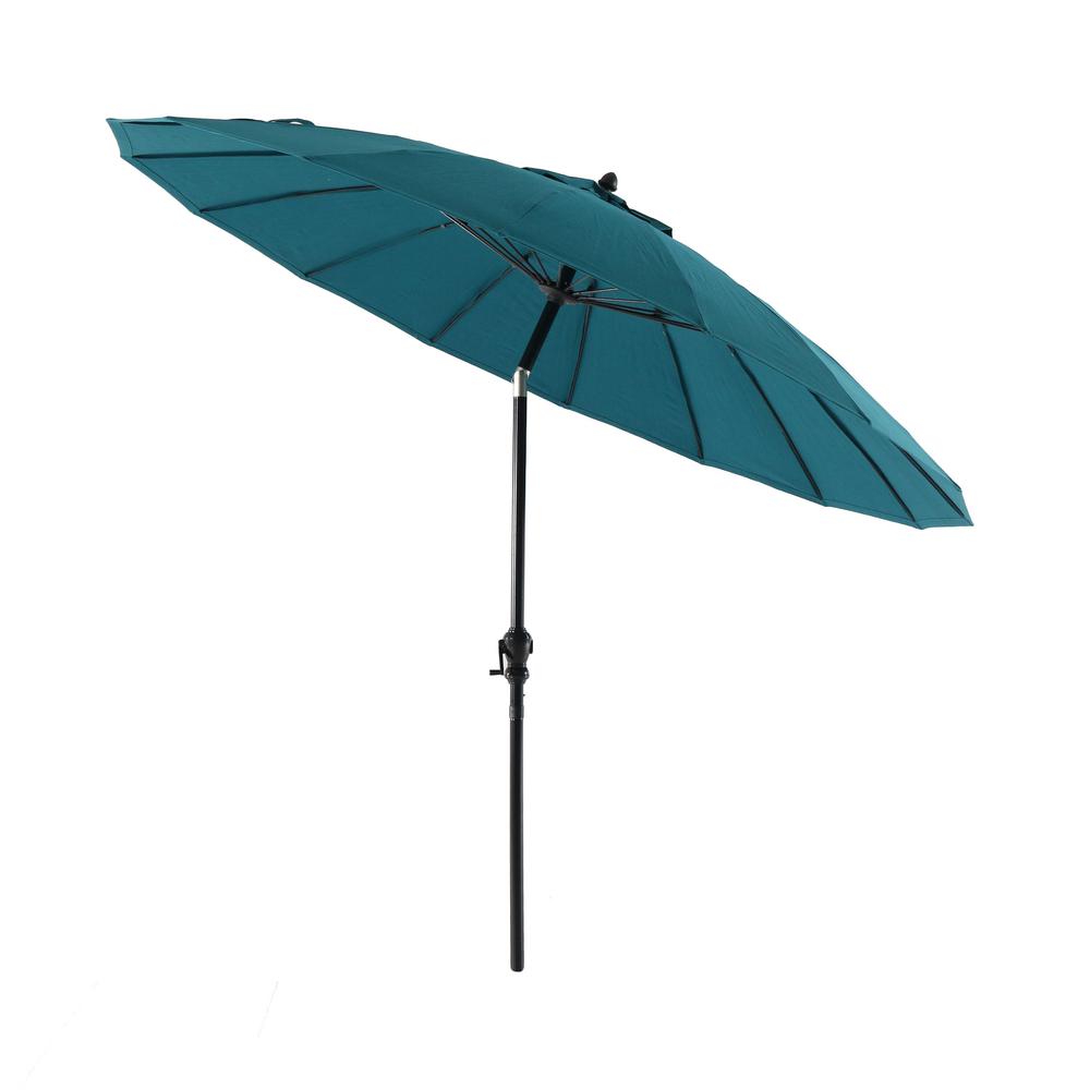 Royal Garden Shanghai 9 Ft Aluminum Market Crank And Tilt Patio Umbrella In Teal Sh9umb104 The Home Depot