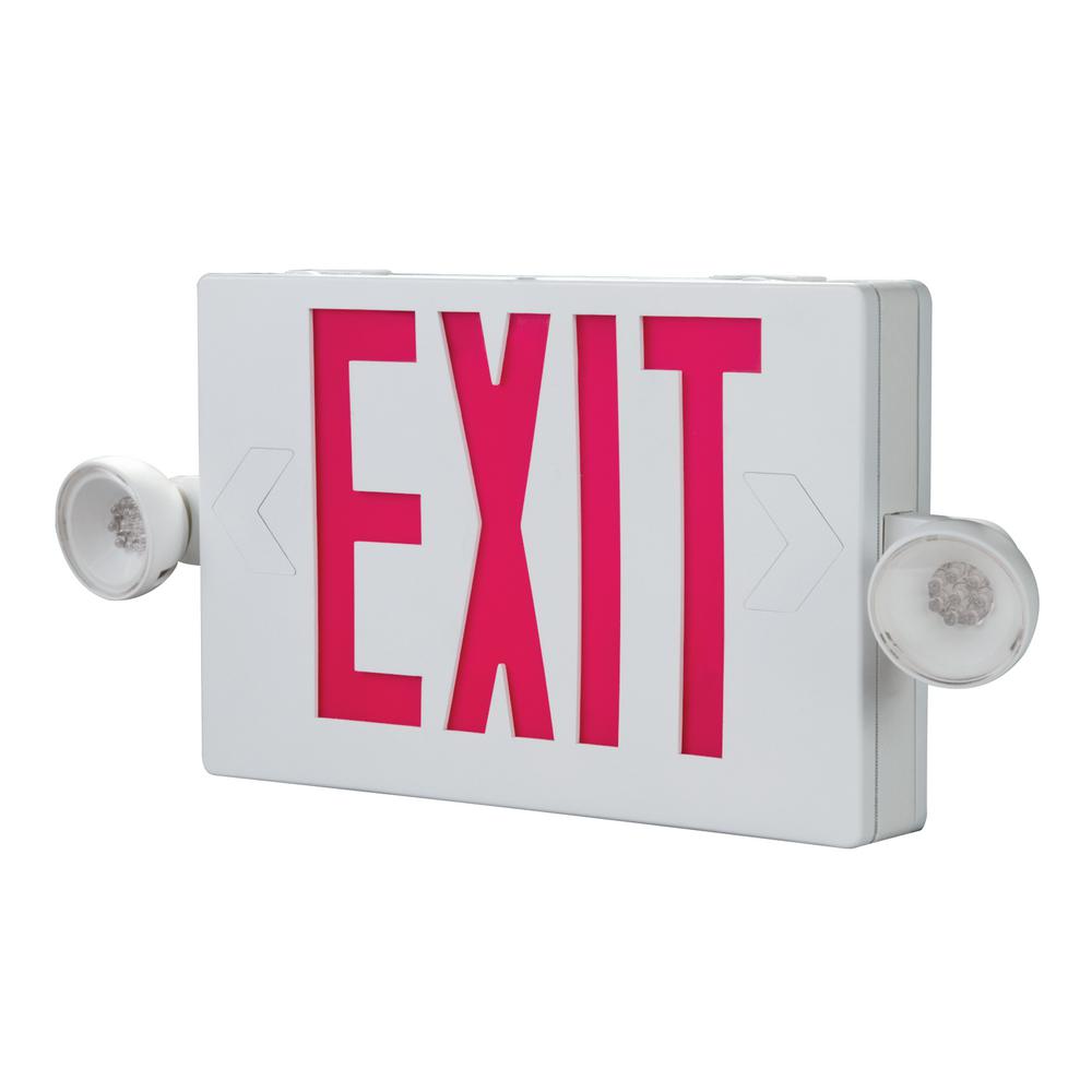 Emergency Exit Lights Commercial Lighting The Home Depot Apc 25 Watt White Integrated Led Exit Sign In Red Letters
