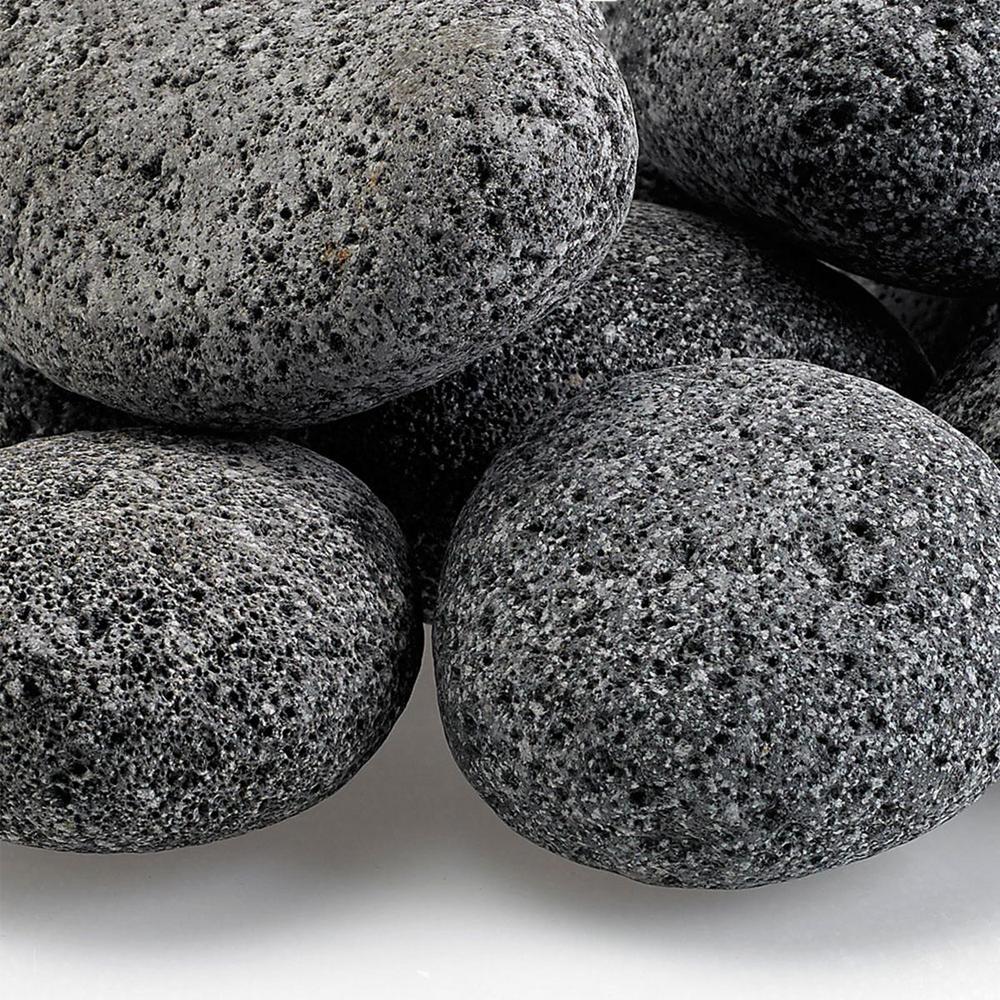 American Fire Glass Large Lava Stone (Tumbled) Gray / Black 2 in. - 4